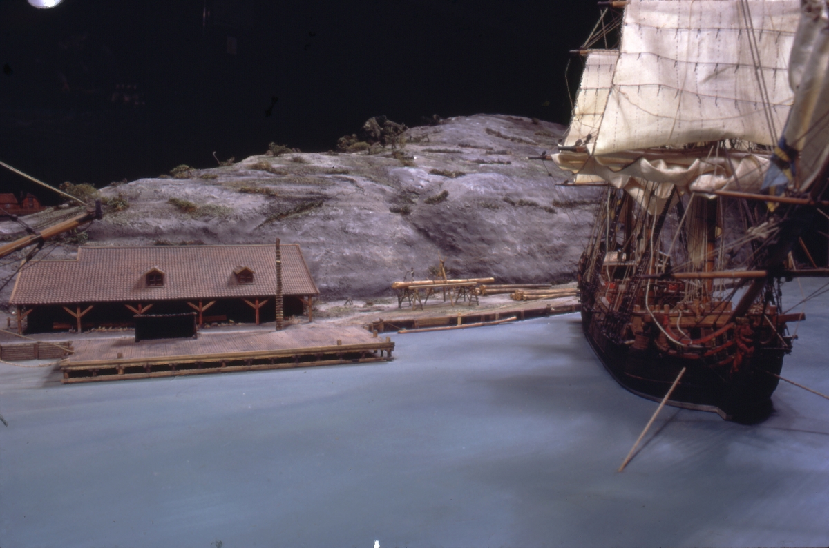 Modell av Södra varvet i Stockholm efter karta daterad 1781.