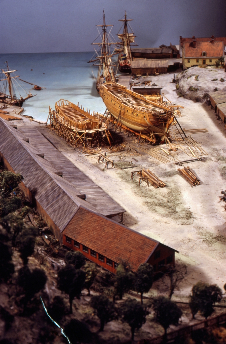 Modell av Södra varvet i Stockholm efter karta daterad 1781.