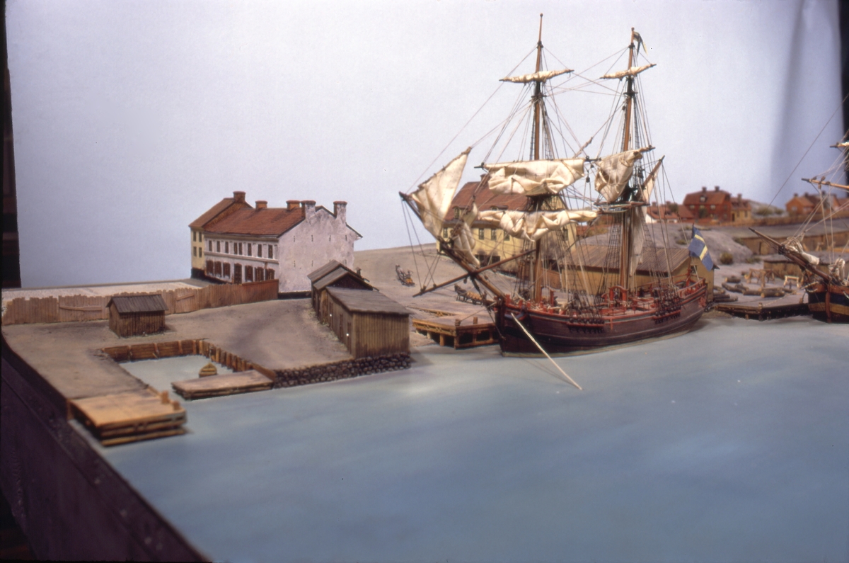 Modell av Södra varvet i Stockholm efter karta daterad 1781.