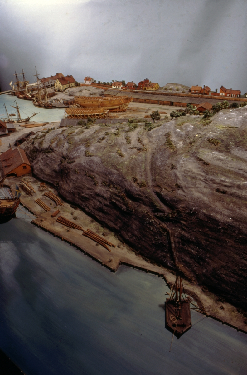Modell av Södra varvet i Stockholm efter karta daterad 1781.