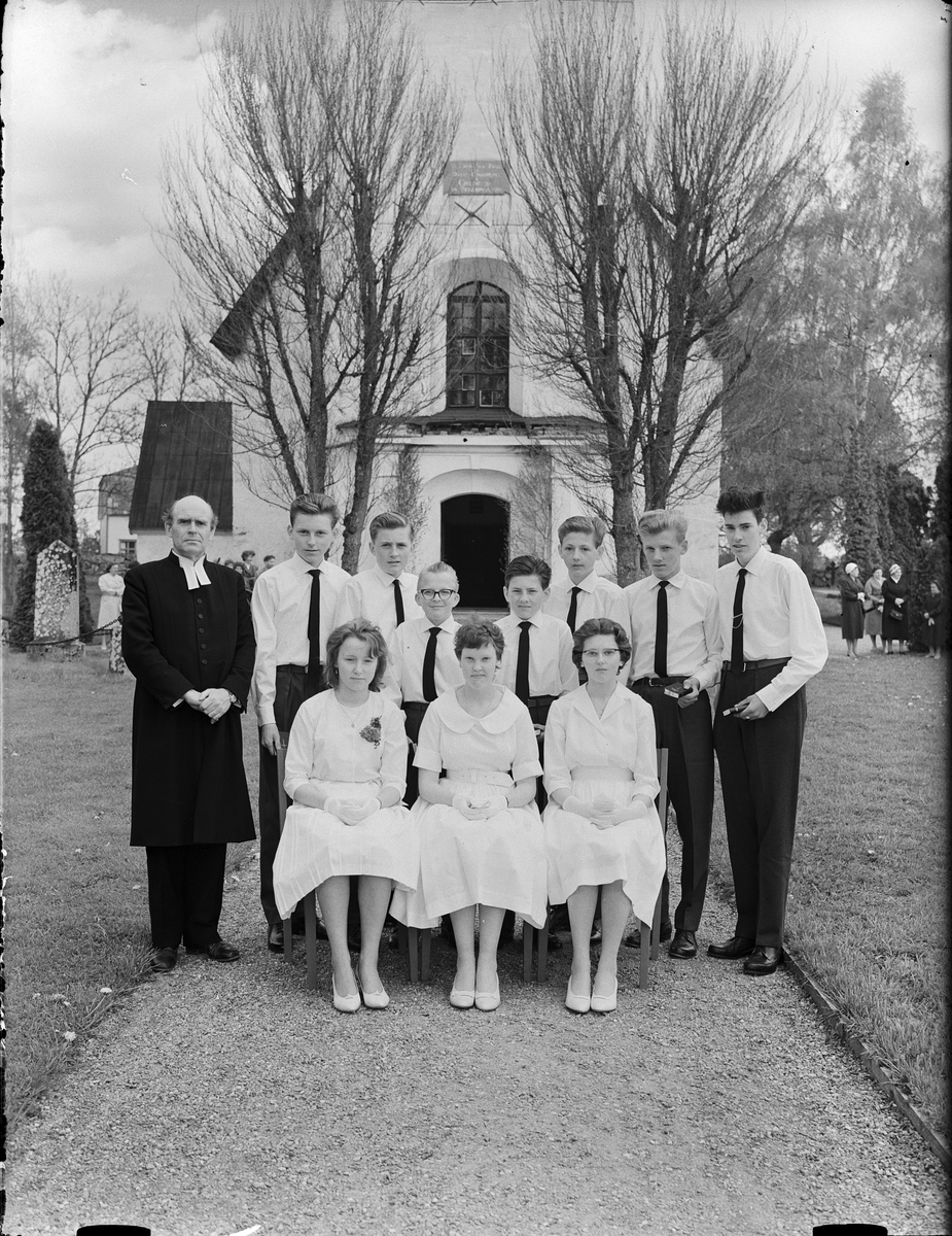Konfirmander, Harg socken, Uppland 1961