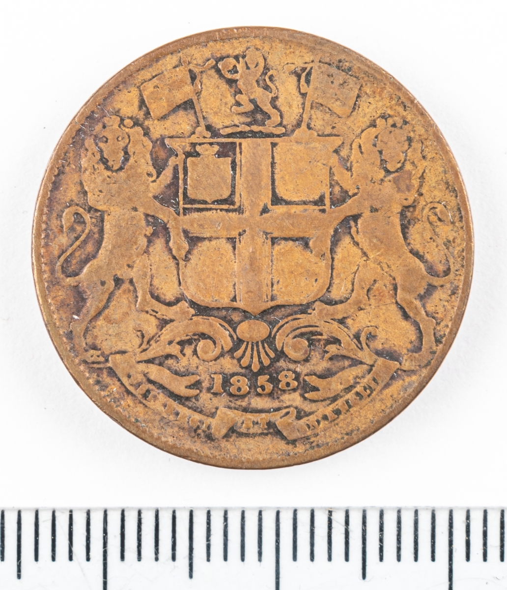 Mynt Indien 1858, 1/4 Anna.