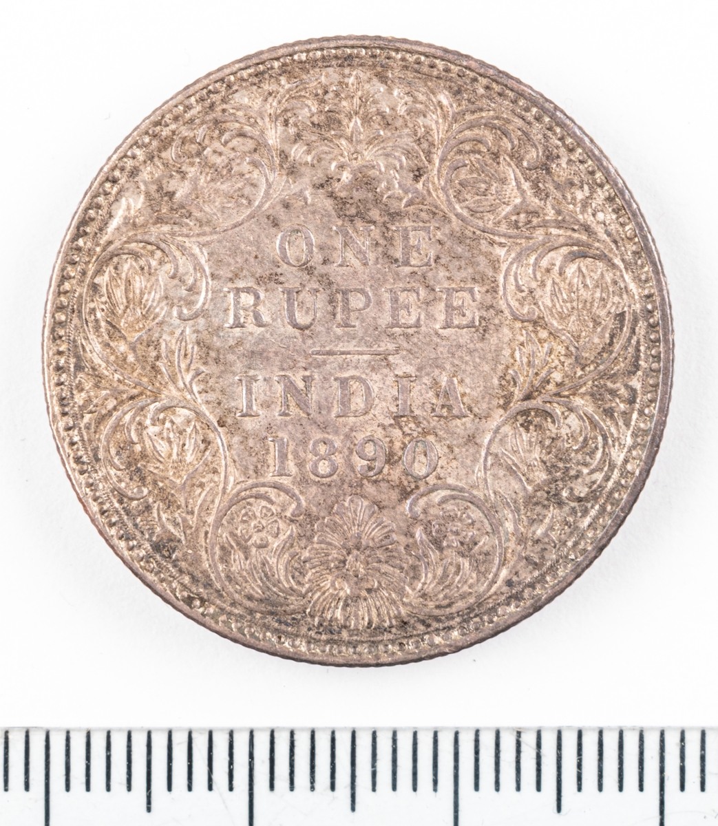 Mynt Indien 1890, 1 Rupee.