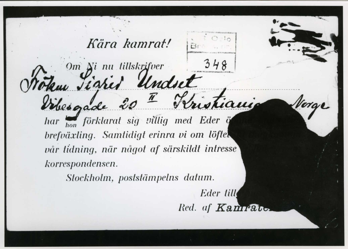 Kopi, brev, dikt, brevkort