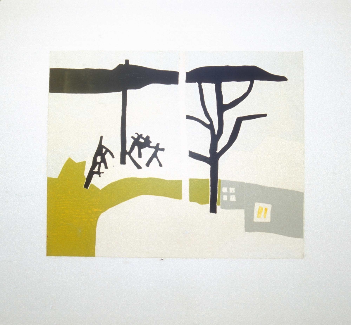 1 tresnitt ca 40cm x 49 cm  limt på plate.Del av en serie på 11 verk. Se aksesjon.