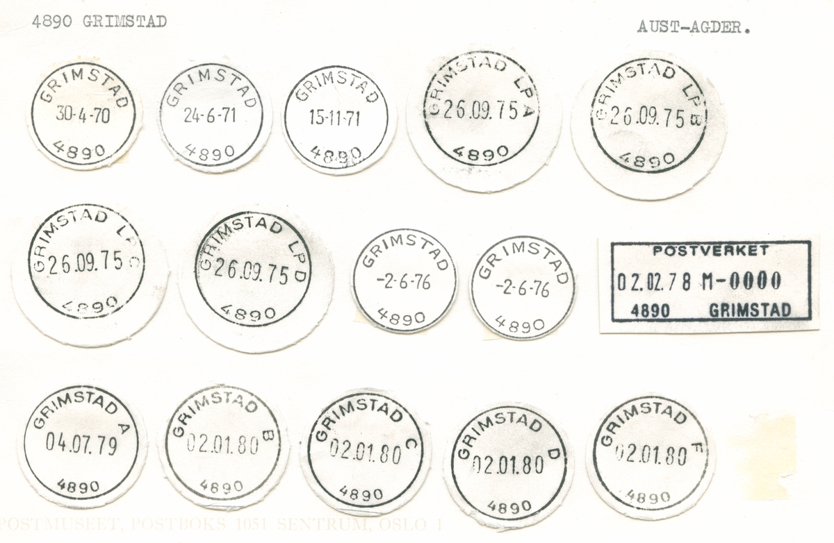 Stempelkatalog 4890 Grimstad, Aust-Agder