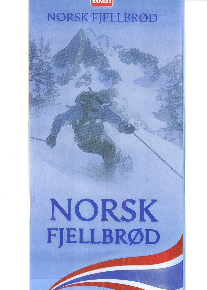 Motivet på brødposen er en skiløper som står nedover en fjellside. Han har på seg skijakke, en liten rygsekk og skibrille. Bak skiløperen ser man et kneisende fjell. Det norske flaggets farger rød, hvit og blått er lagt i en bølgende bevegelse under skiløperen.