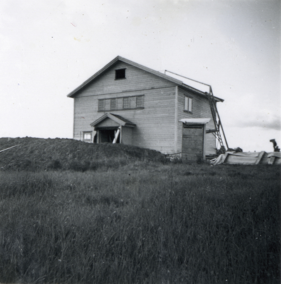 Husbygging i Sundet tidlig på 1950-tallet.
