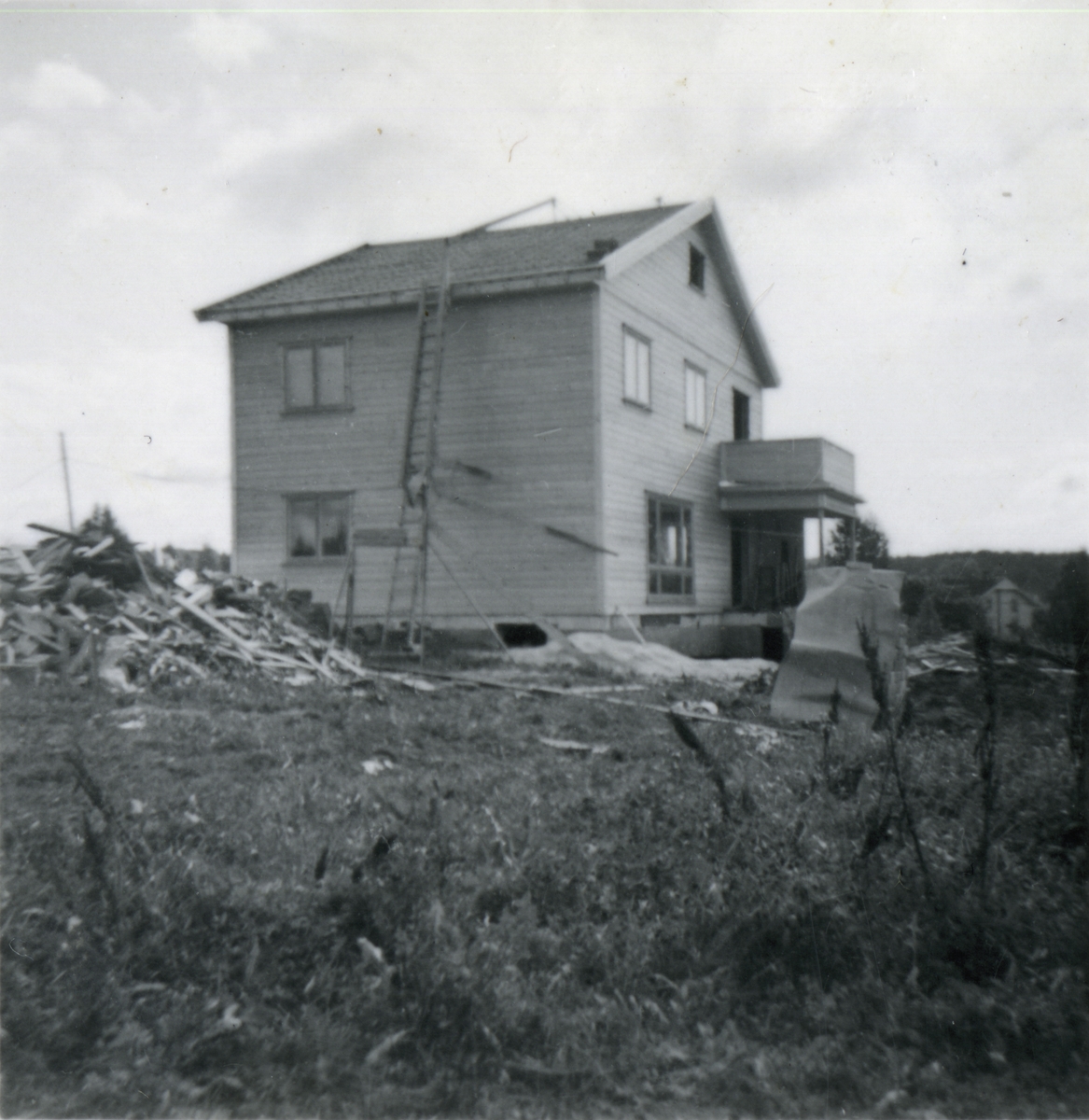 Husbygging i Sundet tidlig på 1950-tallet.