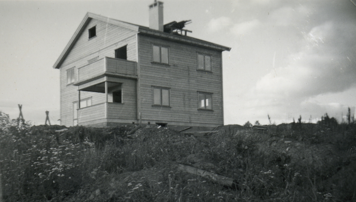 Husbygging i Sundet tidlig på 1950-tallet.