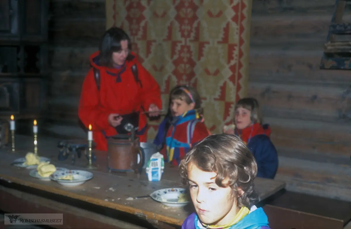 Olsok på Romsdalsmuseet i 1996. .Aktører fra Vistdal bondekvinnelag.