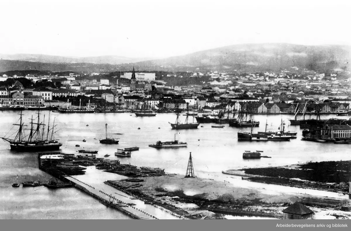 Utsikt over Oslo havn fra Ekeberg, .1880