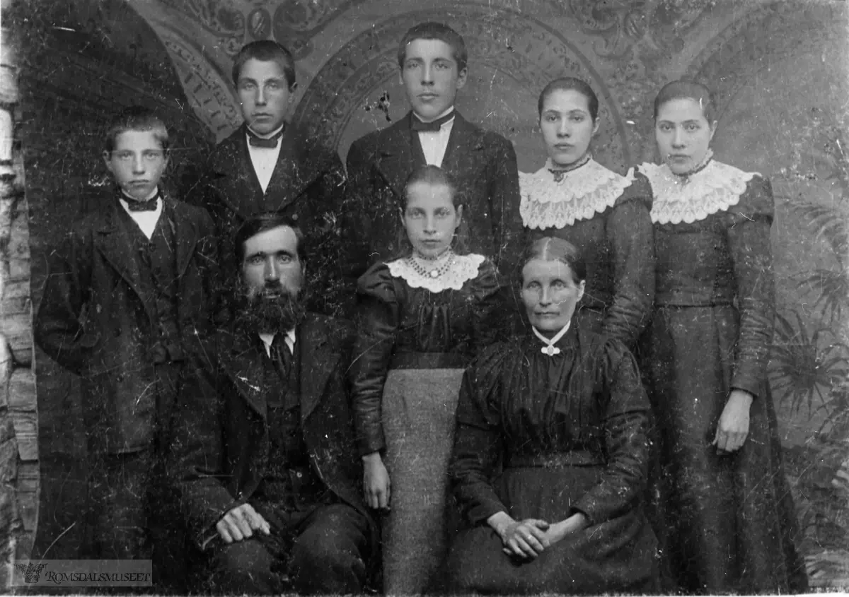 Familiebilde frå Sæter. .Bosatt 1900 Sæterh, Eresfjord gnr 21 bnr 4..ADRESSE: Nesset       Eikesdal       Sæter          80.004