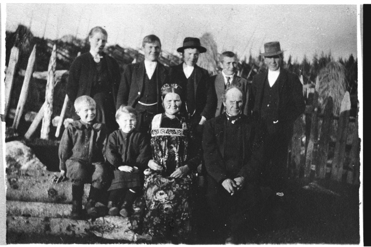 Gruppe
Framme frå v. Ivar Rust, Olaug Rust, Anne Laggarbråten Rust og Ola Rust.
Bak frå v. Kari, Olav, Arne, Hermund og Ola Rust.