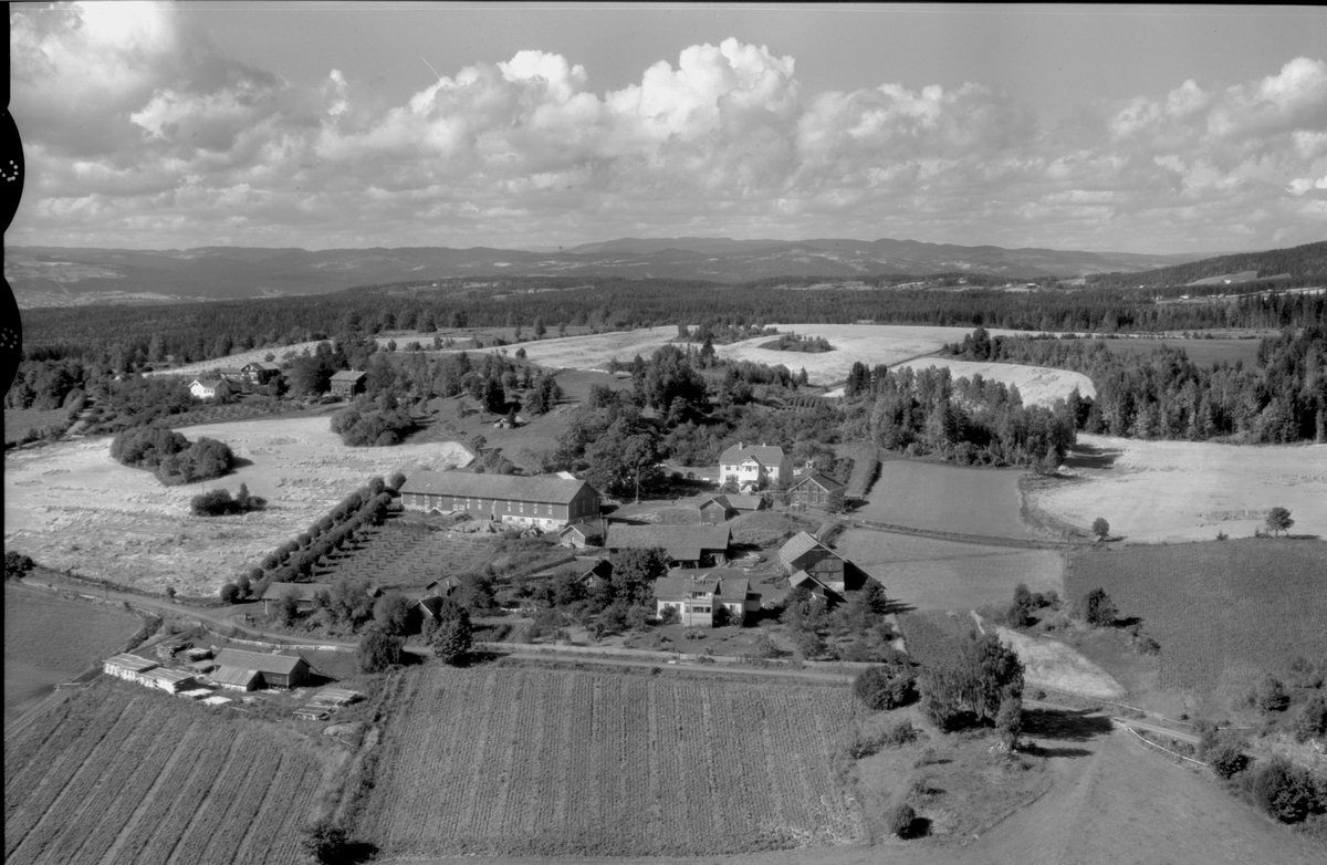 Flyfoto, gardsbruk, Hilstad øvre, Nes, Hedmark.