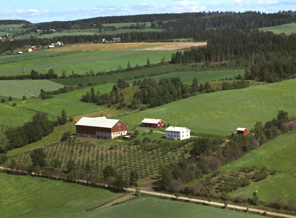 Flyfoto, gardsbruk, Sølvsberg vestre, Nes, Hedmark.