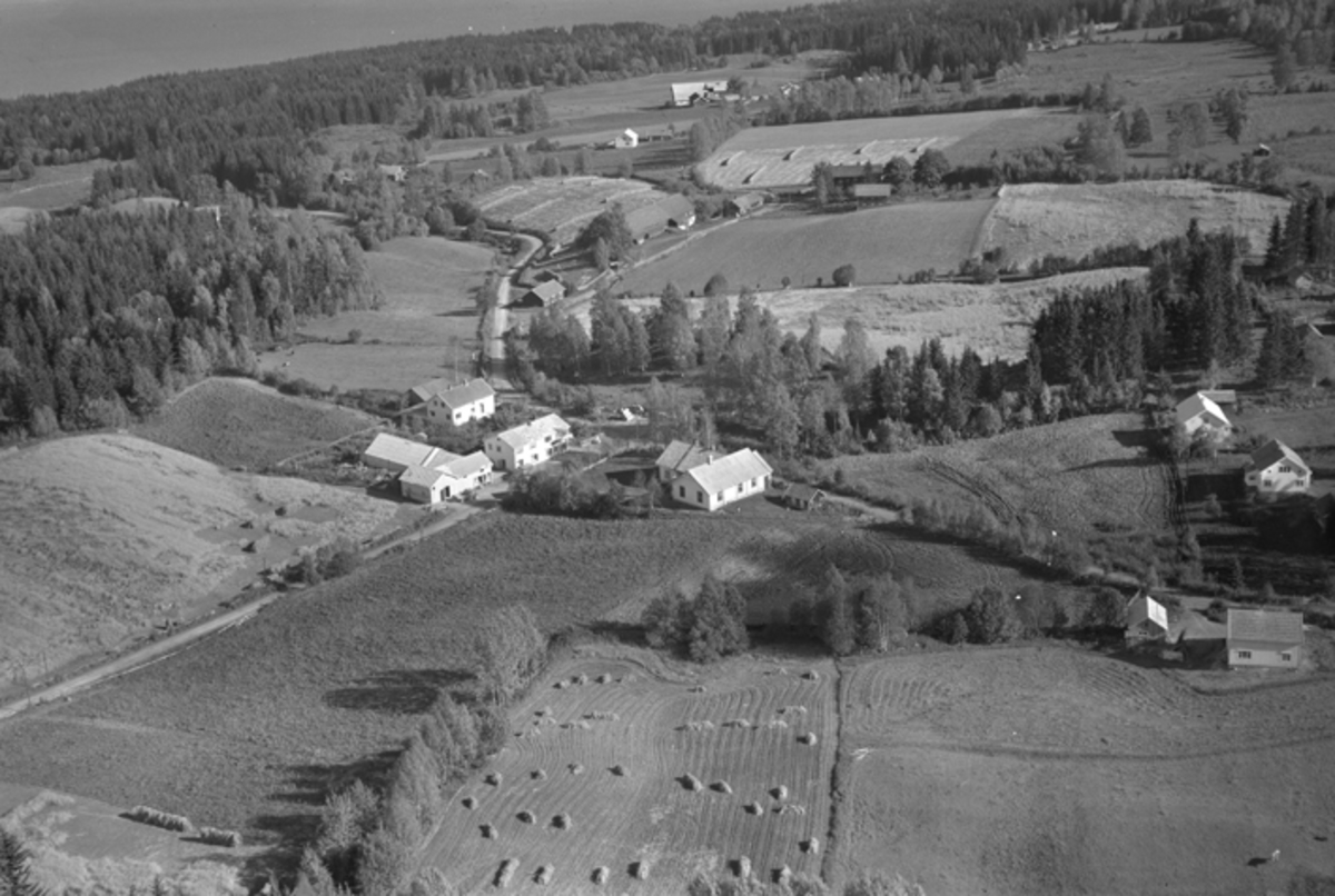 Flyfoto, Myrgård handel, Myrvang forsamlingslokale, Nes. 23. 09. 1954. 