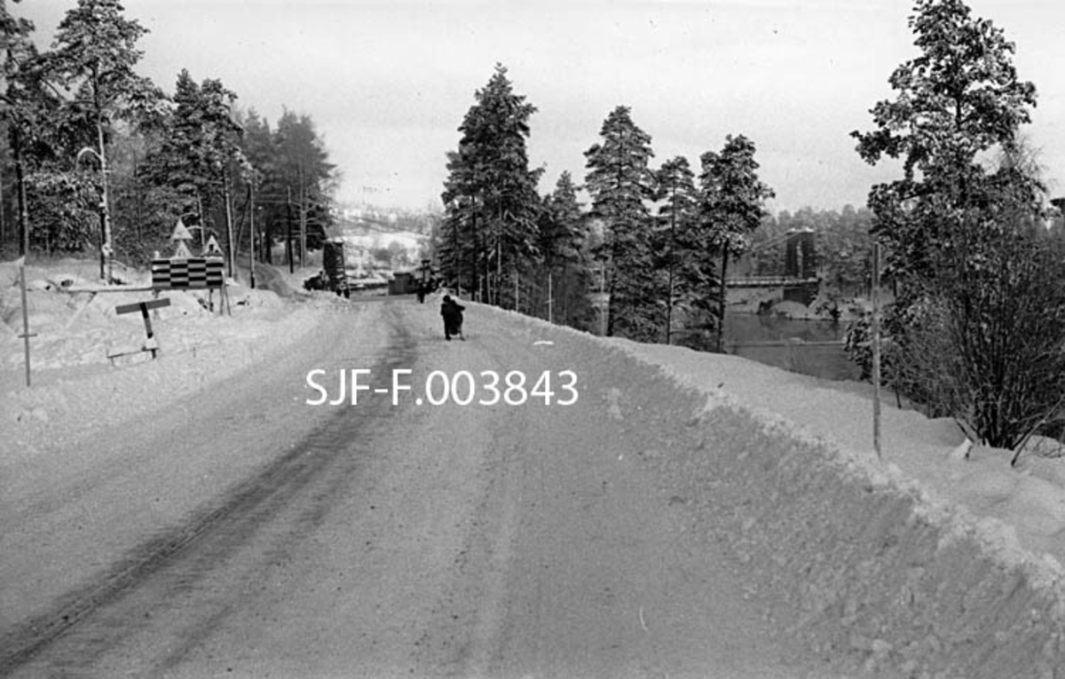 håndsaging, hus, vinterlandskap