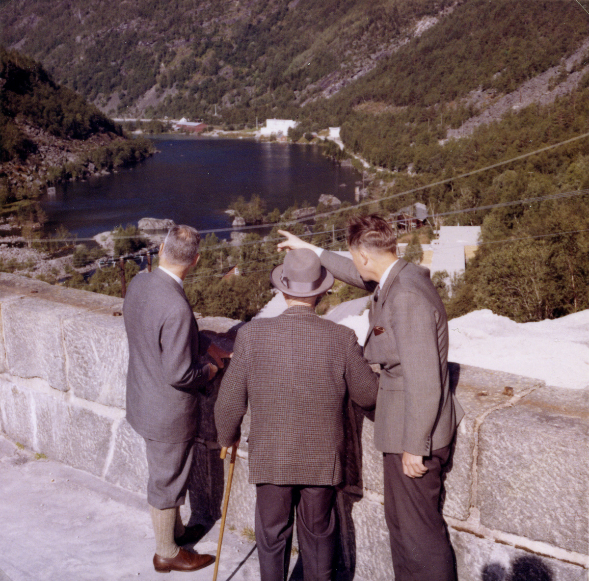 Direktørane Kollenborg,  Jenssen, og Hysing på Ringedalsdammen