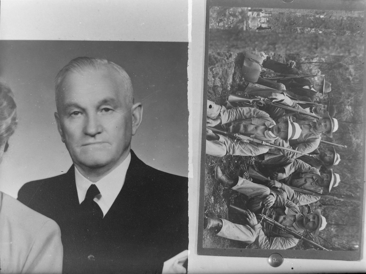 Portrett av mann + gruppebilde av skyttere