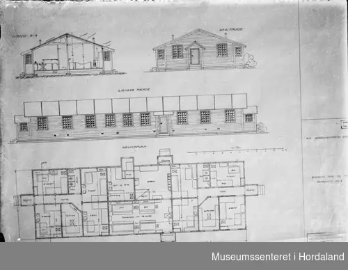 Plantegning av arbeidsbrakke I, bygget ved Herlandselva