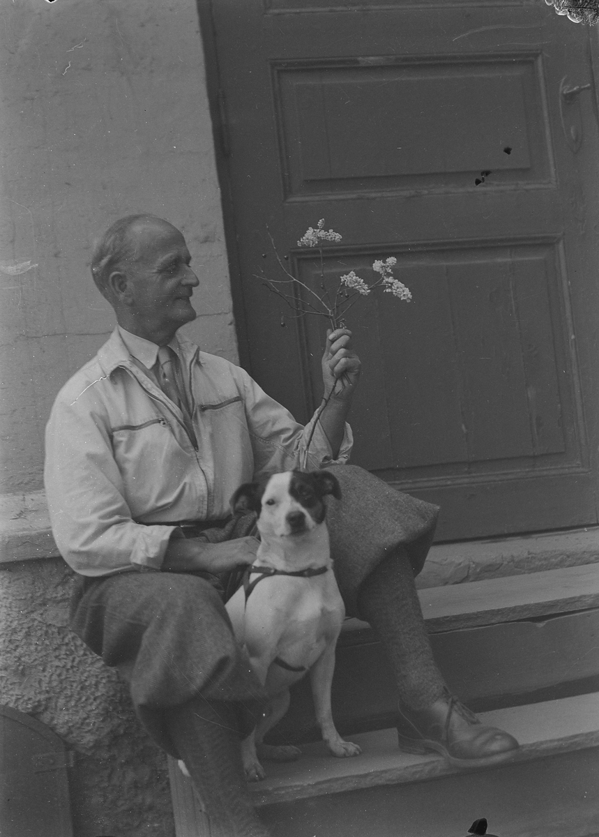 Murerlærer Erling Bjørnstad med hunden Terry