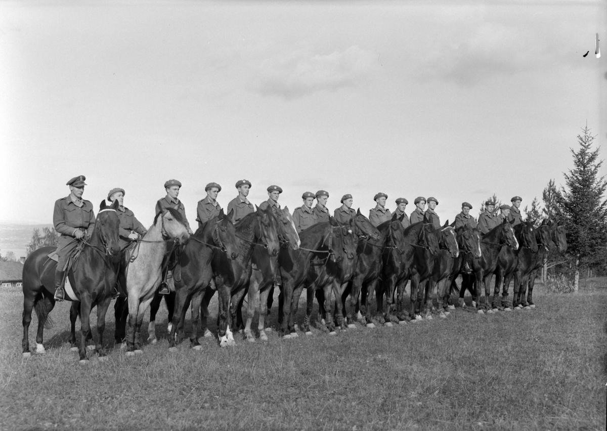 Østre Toten, Starum leir, militær øvelse for veterinærfenrikker, Hærens veterinærtjeneste, befal, Dk. Vestlandet, Trøndelagkompaniet, kokkekurs, riding, gruppebilder