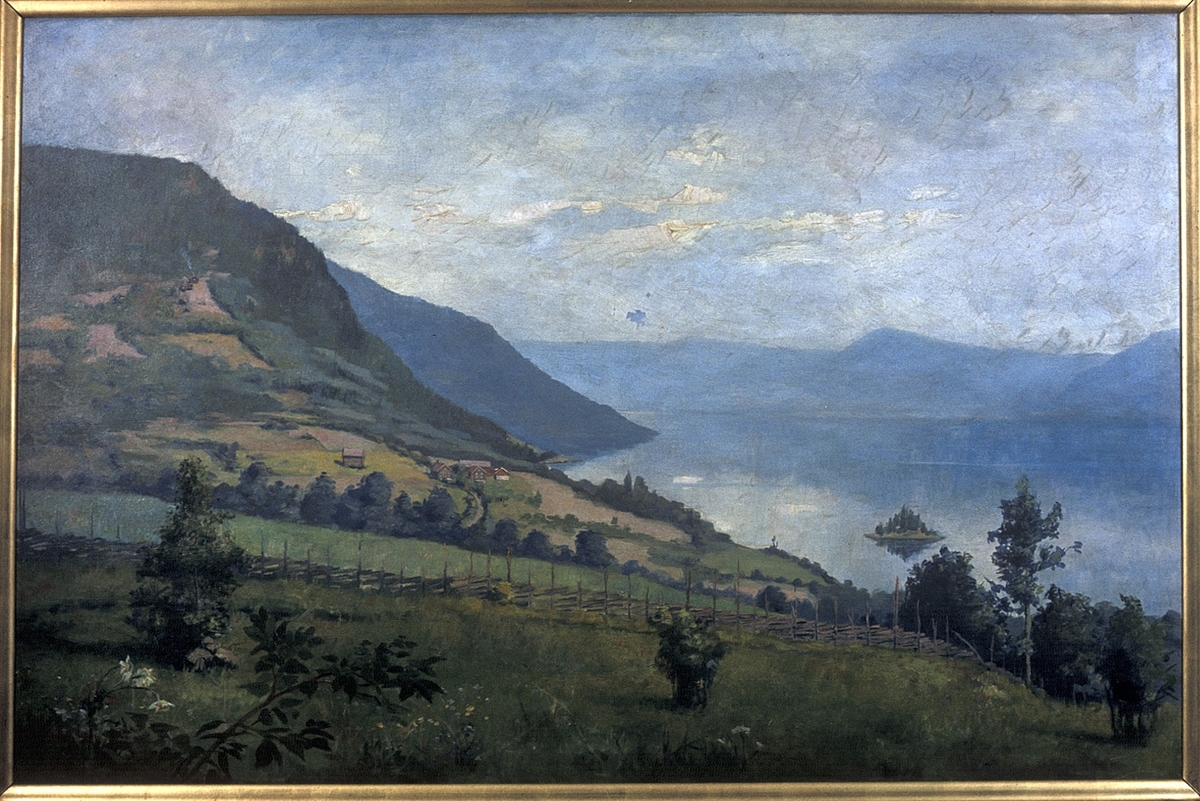 MALERI. M. FINBORUD. LANDSKAP. 0412. UTSIKT. NERLIEN. NES H. 