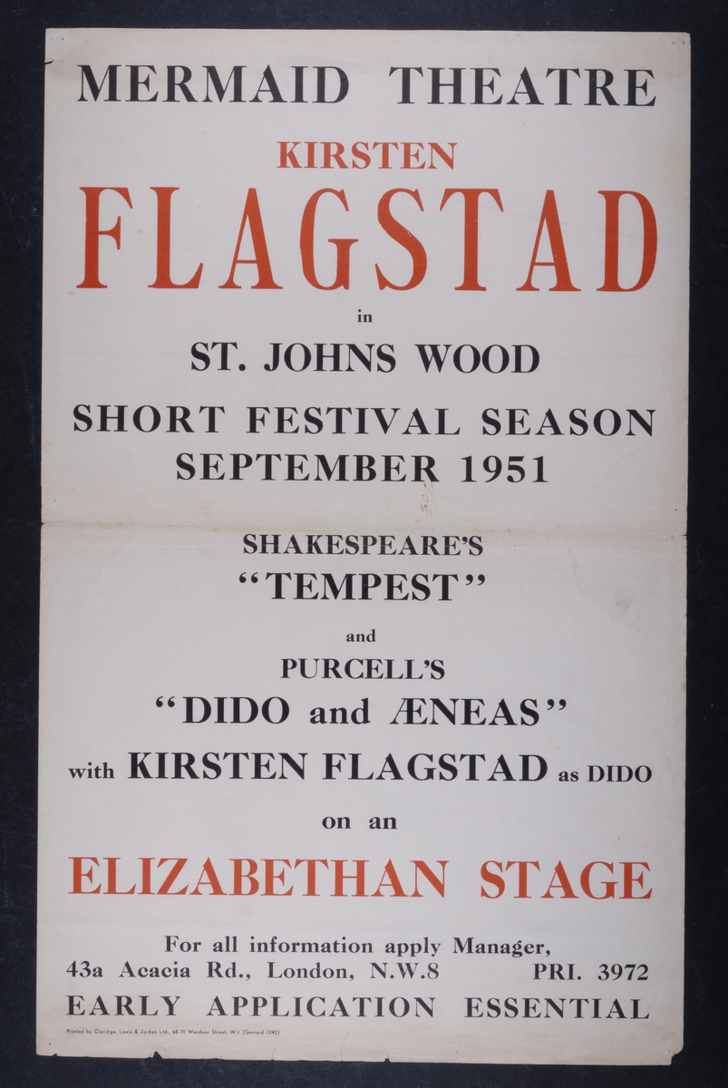 "Konsertplakat, Kirsten Flagstad