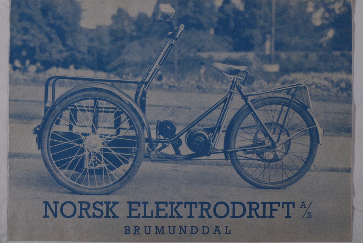 Ingeniør Sverre Hagen, Hamar, reklame Norsk Elektrodrift, Brumunddal, elektrisk motorsykkel