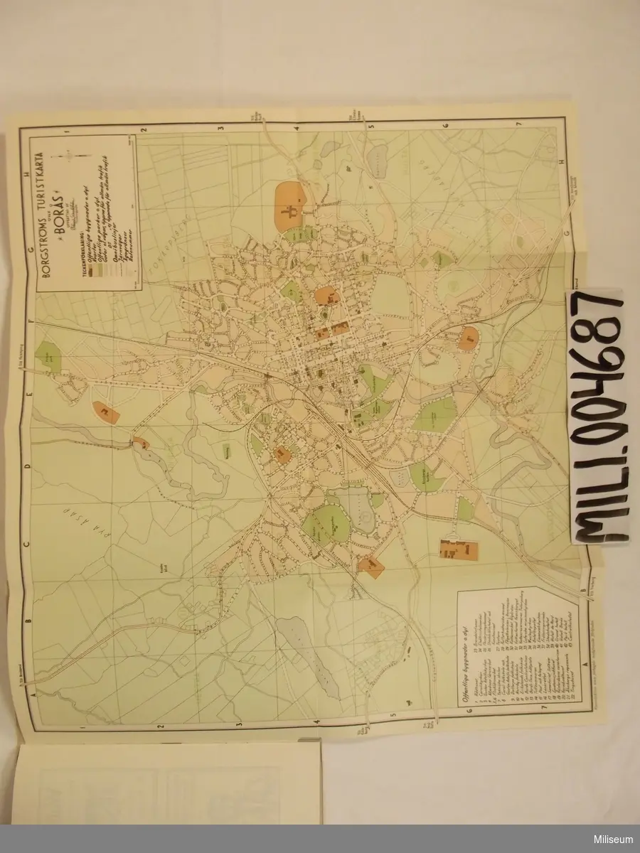 Karta, Borgströms Turist-karta över Borås. Skala 1:10000.