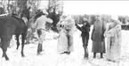 Jakt på Strömsholm. Curt af Ugglas, italiensk officer, G.A Westerström, C Trägårdh, italiensk officer.