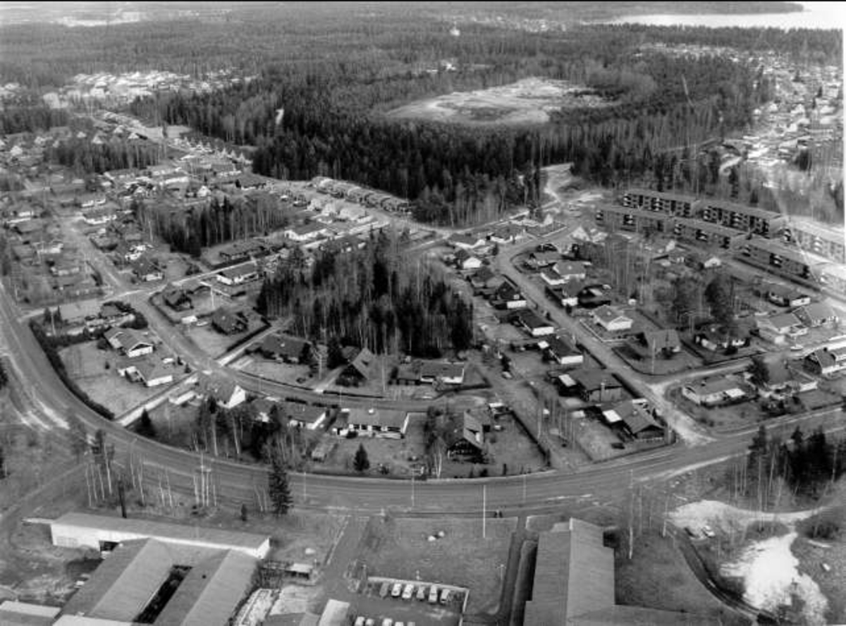 Flygfoto över norra skogen, Karlsborg.