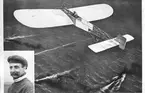 Första flygningen över Engelska kanalen 25/7 1909. Infälld: Luis Bleriot.