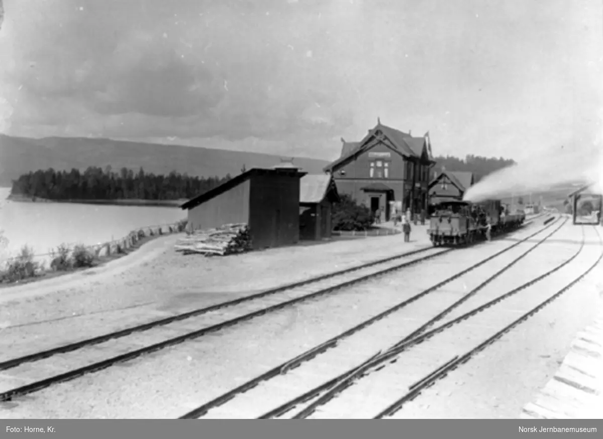 Oversiktsbilde med Brøttum stasjon