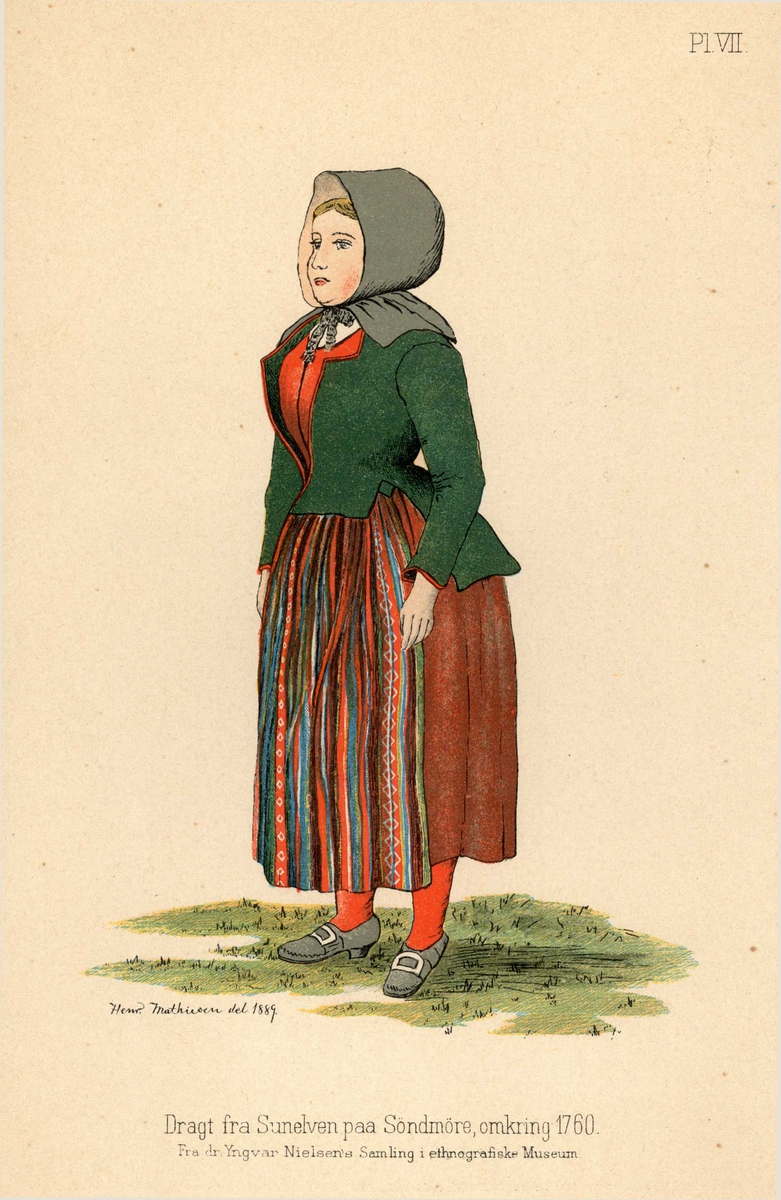 Kvinne i nasjonaldrakt fra Møre fra ca. 1760