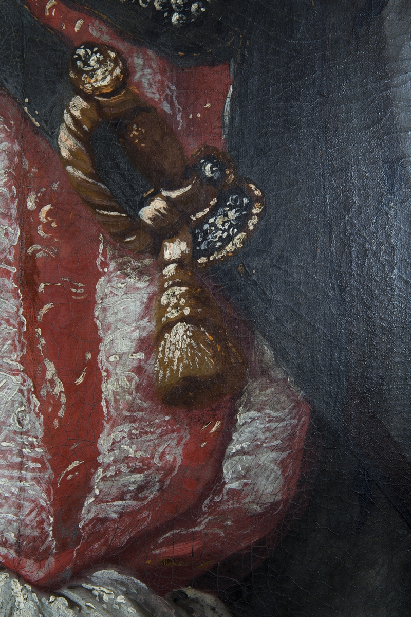 Portrett av kong Frederik 5 i kroningsdrakt. Helfigur.