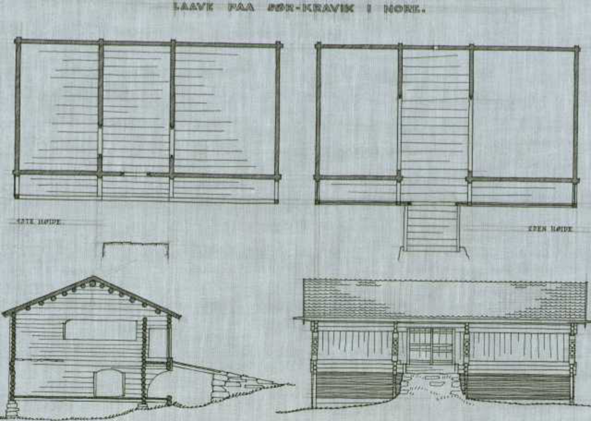 Erling Gjones tegning (1925) av loft på Nore gård i Nore og Uvdal, Buskerud. Låve på Søre Kravik i Nore og Uvdal, Buskerud.