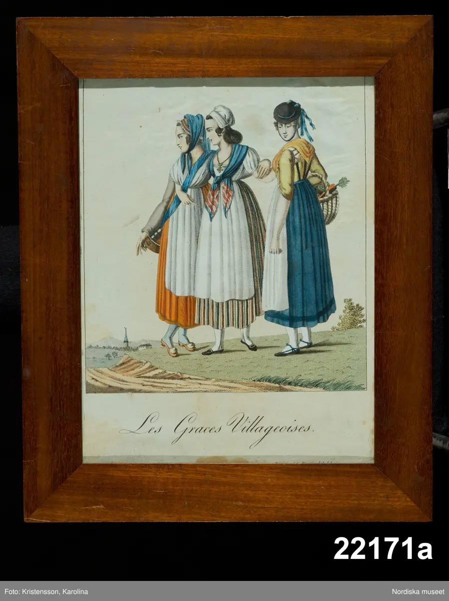 Huvudliggaren:
"Taflor. Broderade. a. Les Graces Villageoises b. Les Graces Poissardes c. Le Debiteur a la mode d. Les Joueures a la mode e. Les Suppléans. G. af enkefru K. Grapengiesser 8/10 1878."