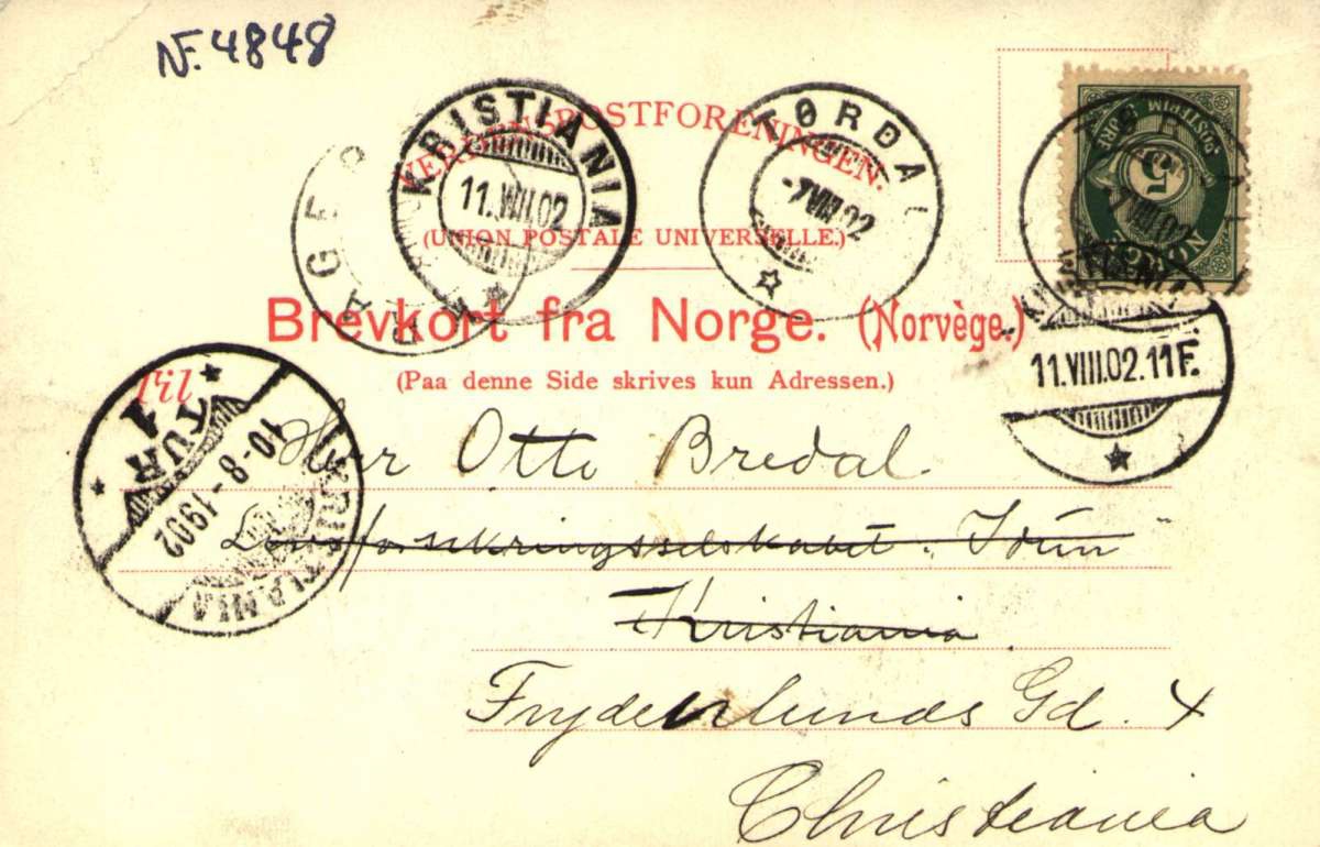 Postkort. Parti fra Kragerø. Stemplet 10.08.1902.