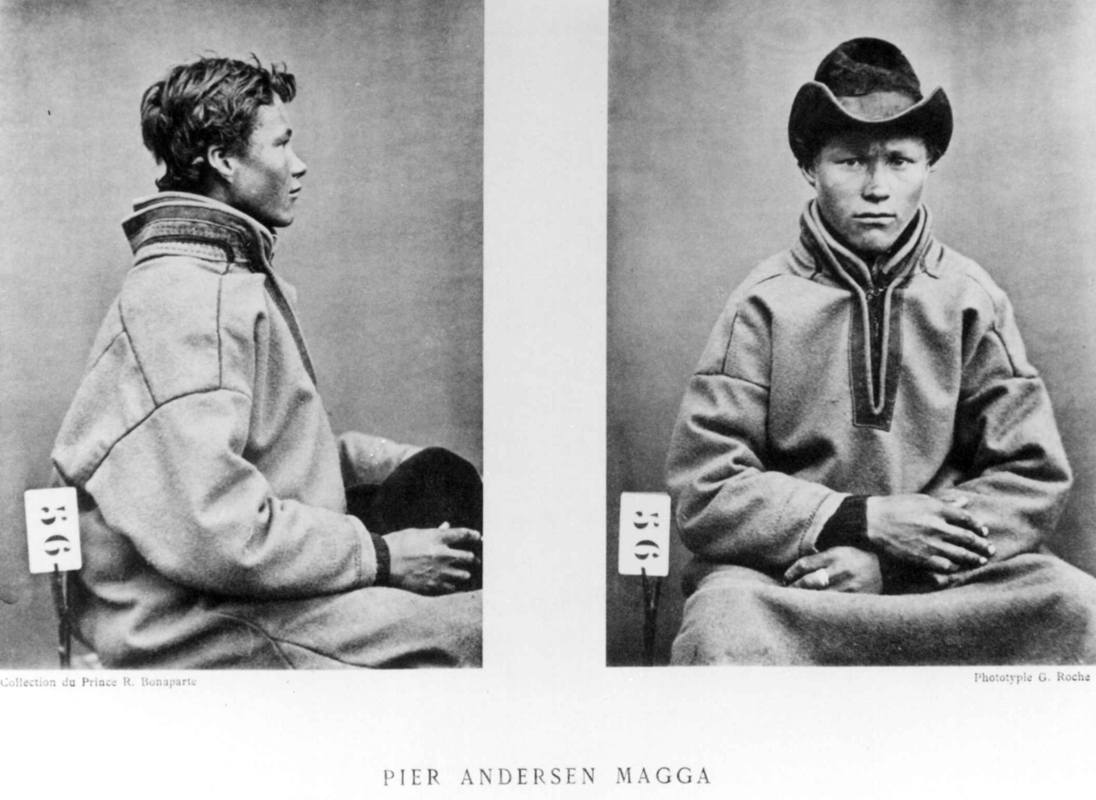 Roland Bonaparte sin samling. 
Portrett av Pier Andersen Magga. Inngår i Bonapartes sameportretter som nr. 56.
Bonaparte