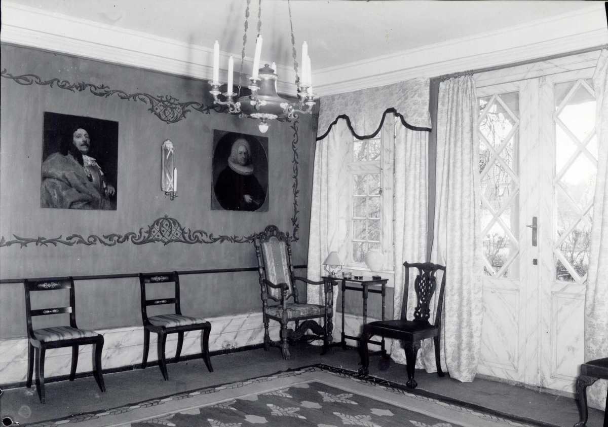 Interiør. Direktørboligen på Norsk Folkemuseum, fotografert januar 1947. Bygning nr. 241, Terningbekken, Madam Juells løkke.