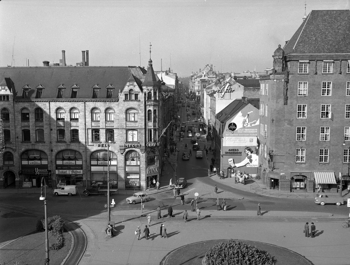 Serie. Oversiktsfotografier fra Oslo sentrum. Fotografert september 1955.