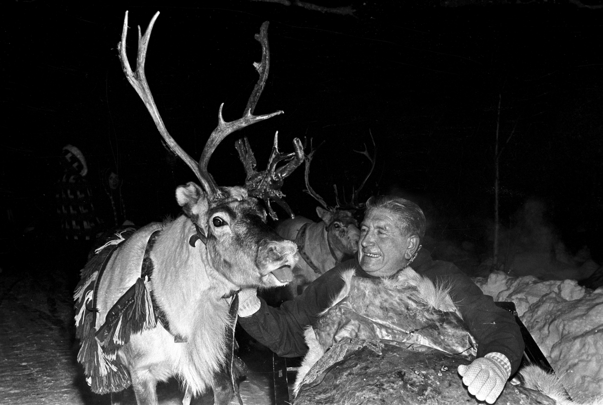Serie. Vinteruke for turister på Geilo, med reinsdyrkjøring og skiinstruksjon. Fotografert februar 1965.