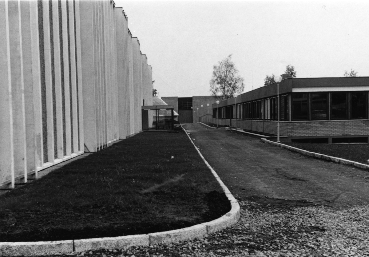 J. L. Tiedemanns Tobaksfabrik på Hovin i 1968. Fotografiet er tatt i forbindelse med konstruksjonen av fabrikken.