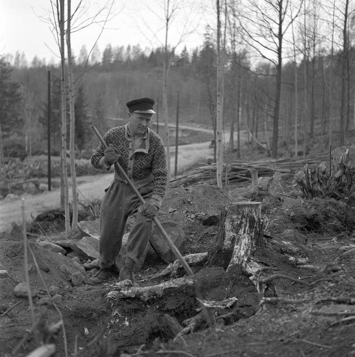 Anleggsarbeidere for jernbanen, mai 1956.