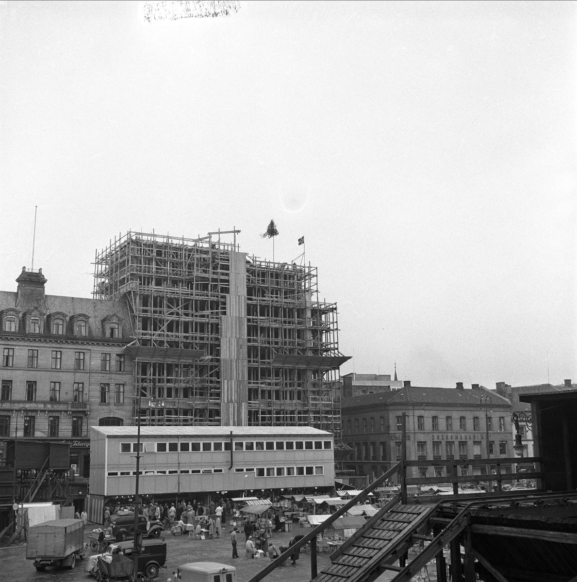 Nybygg i Torggata, anleggsarbeid, Oslo, oktober 1956