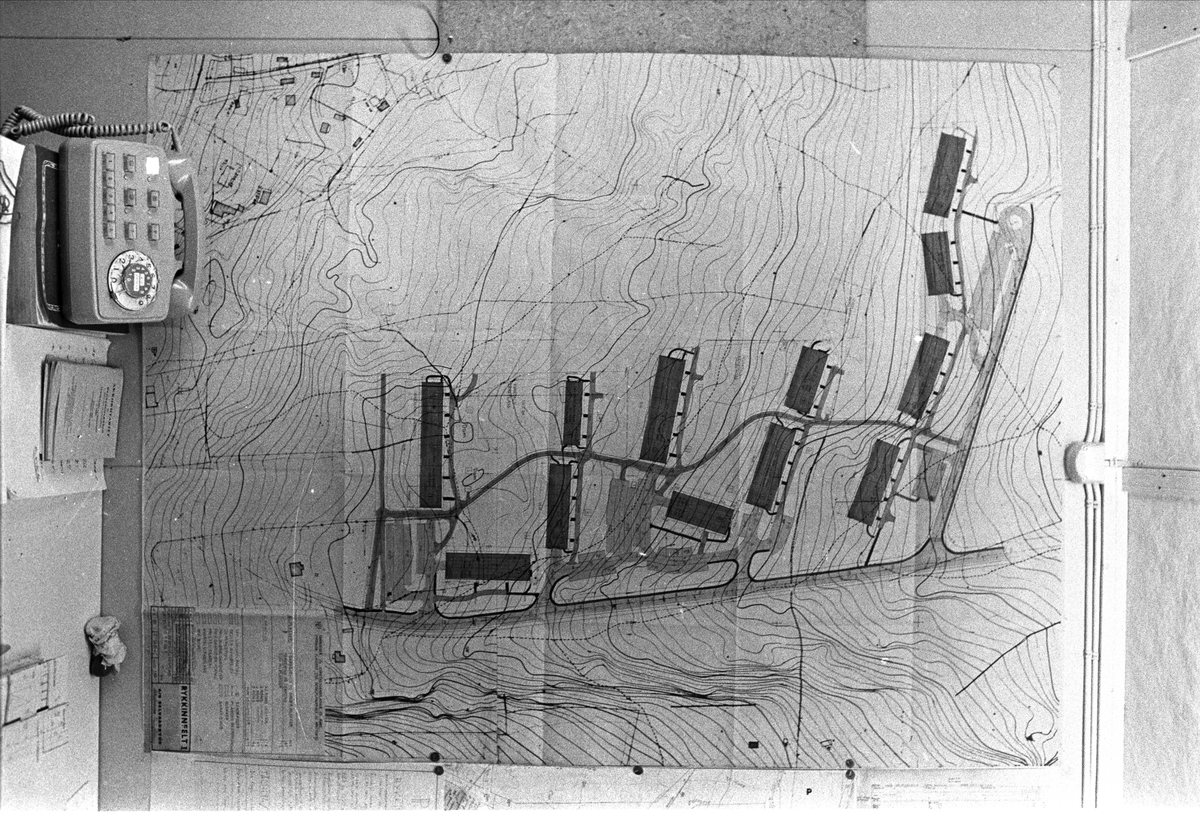 Rykkinfeltet, Bærum, desember 1969, anleggsvirksomhet, boligbygging, tegninger.