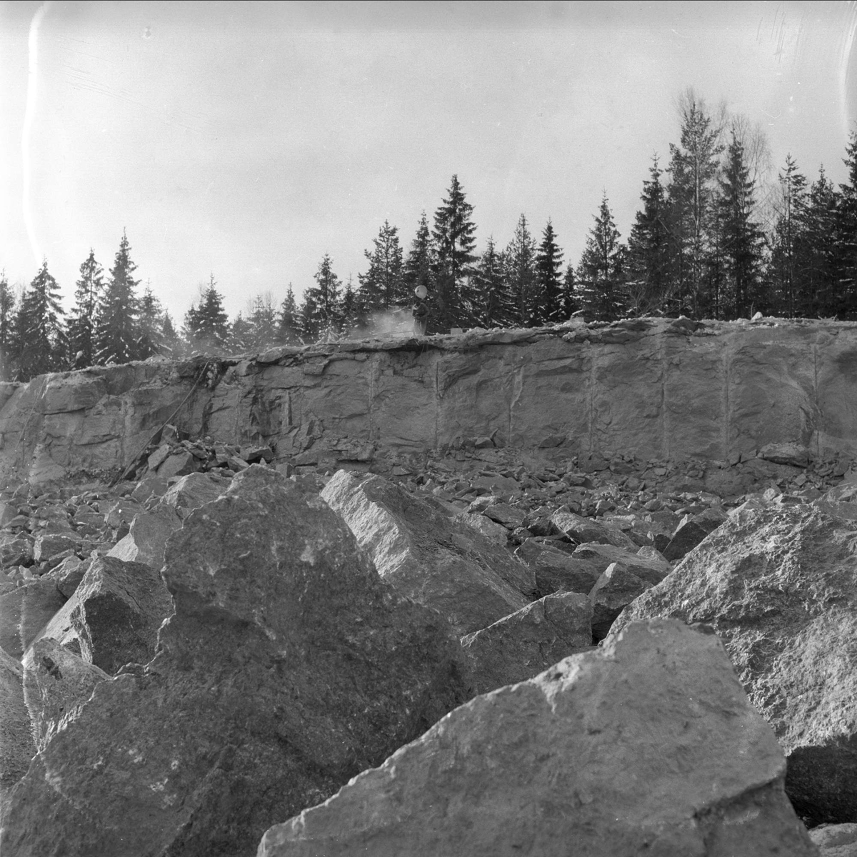 Torp flyplass, Sandefjord, 14.02.1955. Anleggsområde.