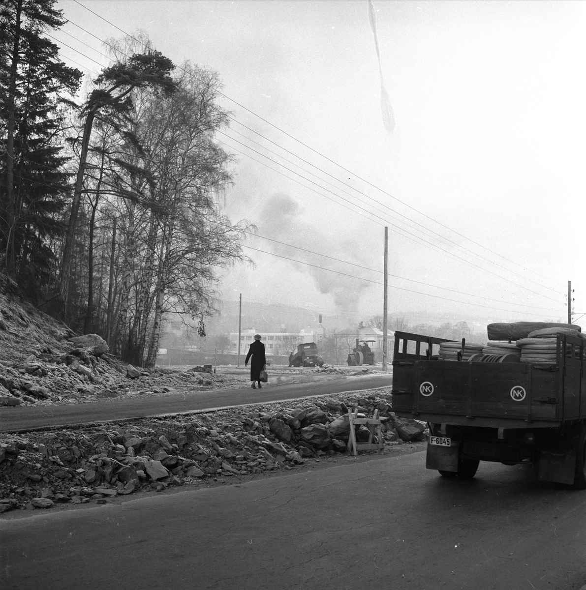 Strandpromenaden, Oslo, november 1957. Veibygging.